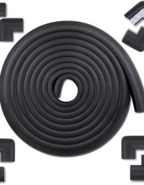 Vee Seven Premium Baby Safety Edge Guard & Corner Guards Kit - Extra Thick 3.5cm x 1.2cm - 4 Meter Roll with 8 Pre-Taped Corners - Black Color | Food-Graded | Shock Absorbing - Babyproof Your Home Safely!"