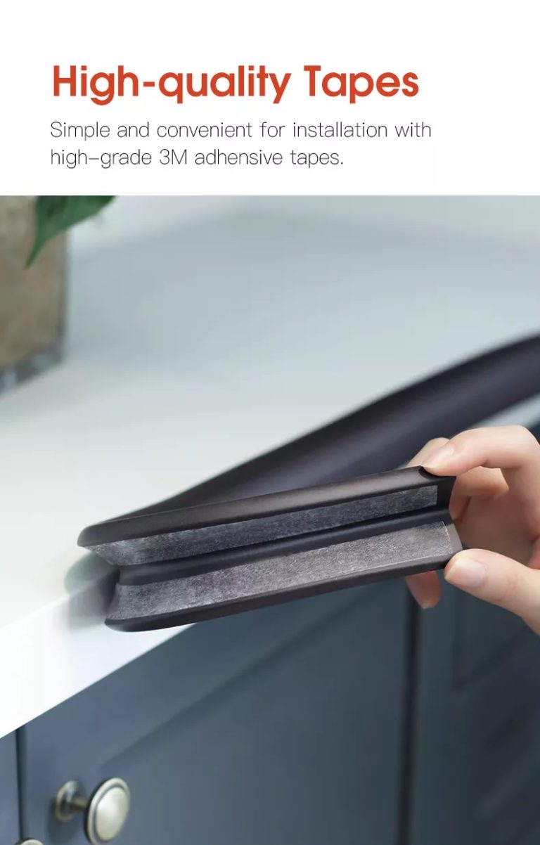 Vee Seven Premium Baby Safety Edge Guard & Corner Guards Kit - Extra Thick 3.5cm x 1.2cm - 4 Meter Roll with 8 Pre-Taped Corners - Black Color | Food-Graded | Shock Absorbing - Babyproof Your Home Safely!"