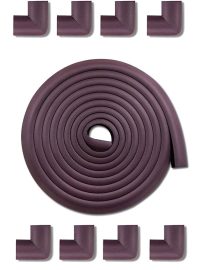 Vee Seven Premium Baby Safety Edge Guard & Corner Guards Kit - Extra Thick 3.5cm x 1.2cm - 4 Meter Roll with 8 Pre-Taped Corners - Brown Color | Food-Graded | Shock Absorbing - Babyproof Your Home Safely!"