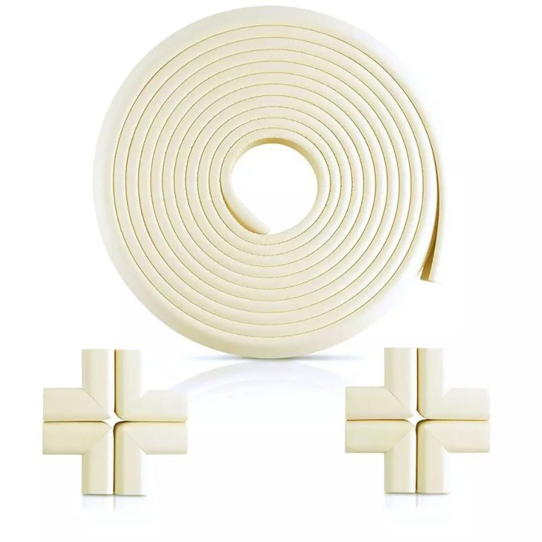 Vee Seven Premium Baby Safety Edge Guard & Corner Guards Kit - Extra Thick 3.5cm x 1.2cm - 4 Meter Roll with 8 Pre-Taped Corners - Ivory (Beige) Color | Food-Graded | Shock Absorbing - Babyproof Your Home Safely!"