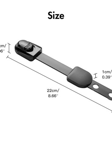 Vee Seven Premium Baby Safety Adjustable Lock - 1 Piece - Transparent Black Color - Easy Install with 3M Adhesive