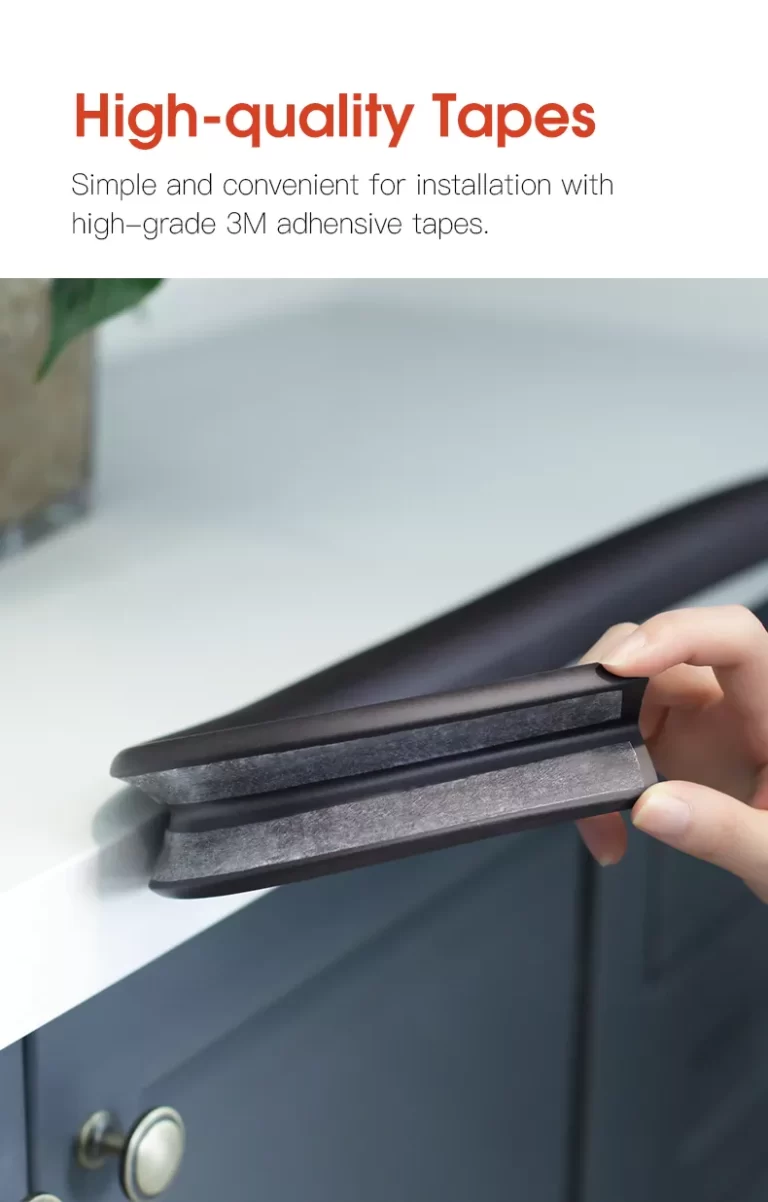 Vee Seven Premium Baby Safety Edge Guard & Corner Guards Kit - Extra Thick 3.5cm x 1.2cm - 4 Meter Roll with 8 Pre-Taped Corners - Black Color | Food-Graded | Shock Absorbing - Babyproof Your Home Safely!"