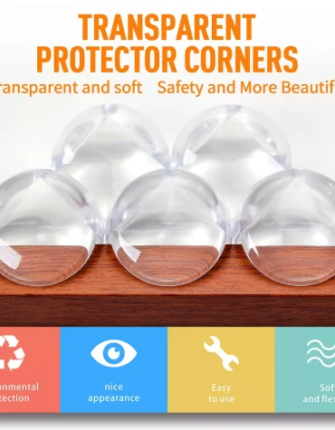 Vee Seven Premium Baby Safety Transparent Corner Guard - 4 Pieces - Clear, Sleek Protection with 3M Tape Adhesive for Your Little Ones