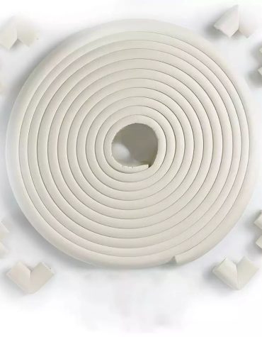 Vee Seven Child Protective Edge Guard & Corner Guards Kit - Extra Thick 3.5cm x 1.2cm - 4 Meter Roll with 8 Pre-Taped Corners - White Color | Food-Graded | Shock Absorbing - Babyproof Your Home Safely!"