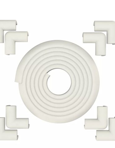 Vee Seven Child Protective Edge Guard & Corner Guards Kit - Extra Thick 3.5cm x 1.2cm - 4 Meter Roll with 8 Pre-Taped Corners - White Color | Food-Graded | Shock Absorbing - Babyproof Your Home Safely!"