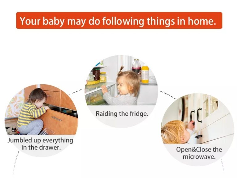 Vee Seven Premium Baby Safety Adjustable Multipurpose Lock - White and Gray Color - 1 Piece with 3M Pre-taped Adhesive
