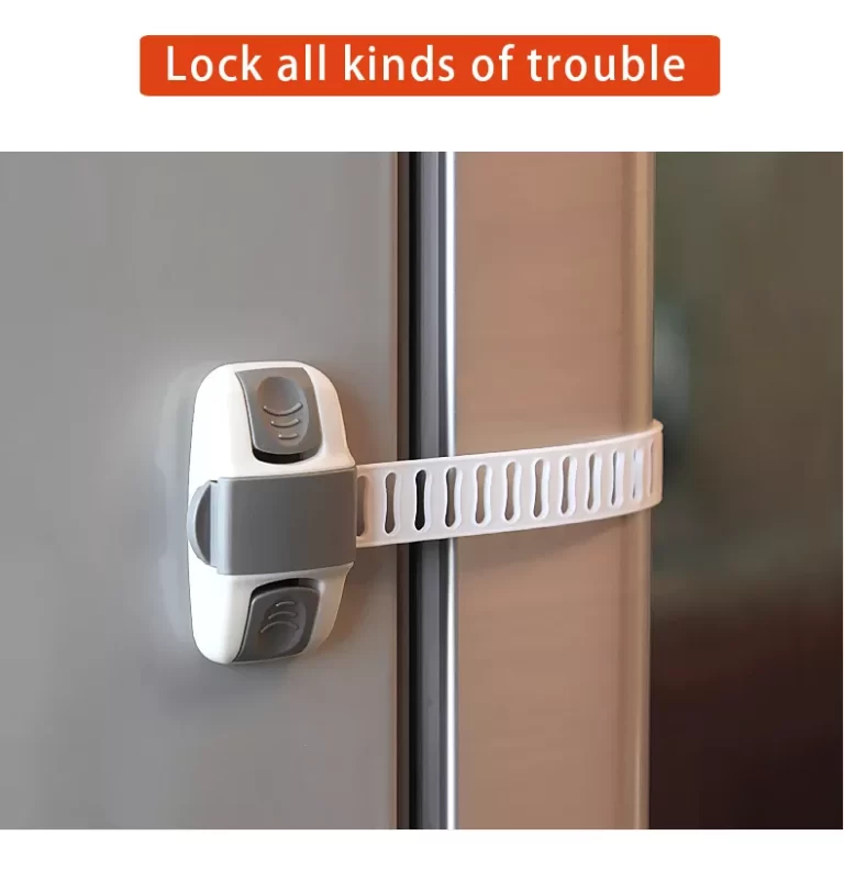 Vee Seven Premium Baby Safety Adjustable Multipurpose Lock - White and Gray Color - 1 Piece with 3M Pre-taped Adhesive