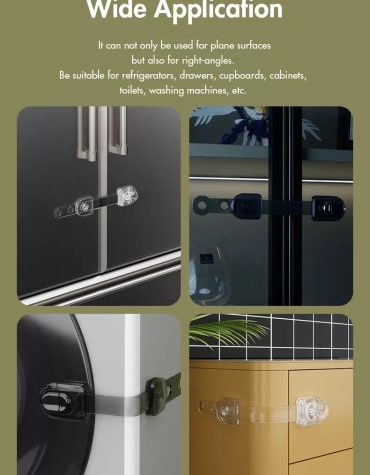 Vee Seven Premium Baby Safety Adjustable Lock - 1 Piece - Transparent Black Color - Easy Install with 3M Adhesive