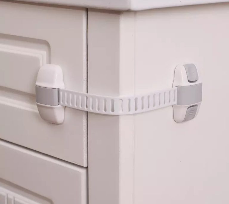 Vee Seven Premium Baby Safety Adjustable Multipurpose Lock - White and Gray Color - 1 Piece with 3M Pre-taped Adhesive
