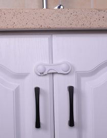 Vee Seven Premium Baby Safety Cupboard Lock - 2 Pieces - White - 3M Pre-taped - Easy Installation and Removal - No Damage to Furniture"