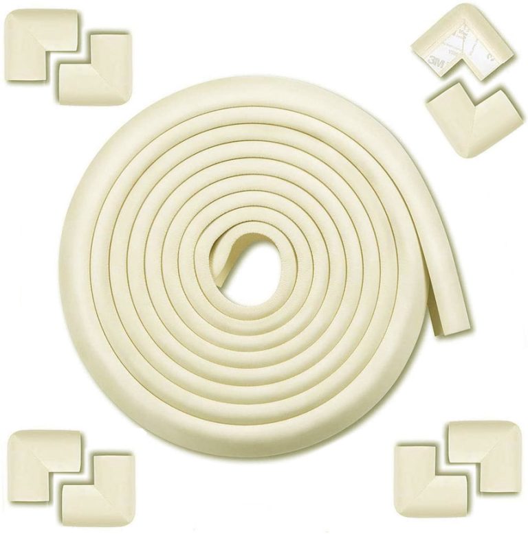 Vee Seven Premium Baby Safety Edge Guard & Corner Guards Kit - Extra Thick 3.5cm x 1.2cm - 4 Meter Roll with 8 Pre-Taped Corners - Ivory (Beige) Color | Food-Graded | Shock Absorbing - Babyproof Your Home Safely!"