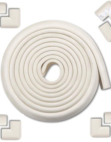 Vee Seven Child Protective Edge Guard & Corner Guards Kit - Extra Thick 3.5cm x 1.2cm - 4 Meter Roll with 8 Pre-Taped Corners - White Color | Food-Graded | Shock Absorbing - Babyproof Your Home Safely!"