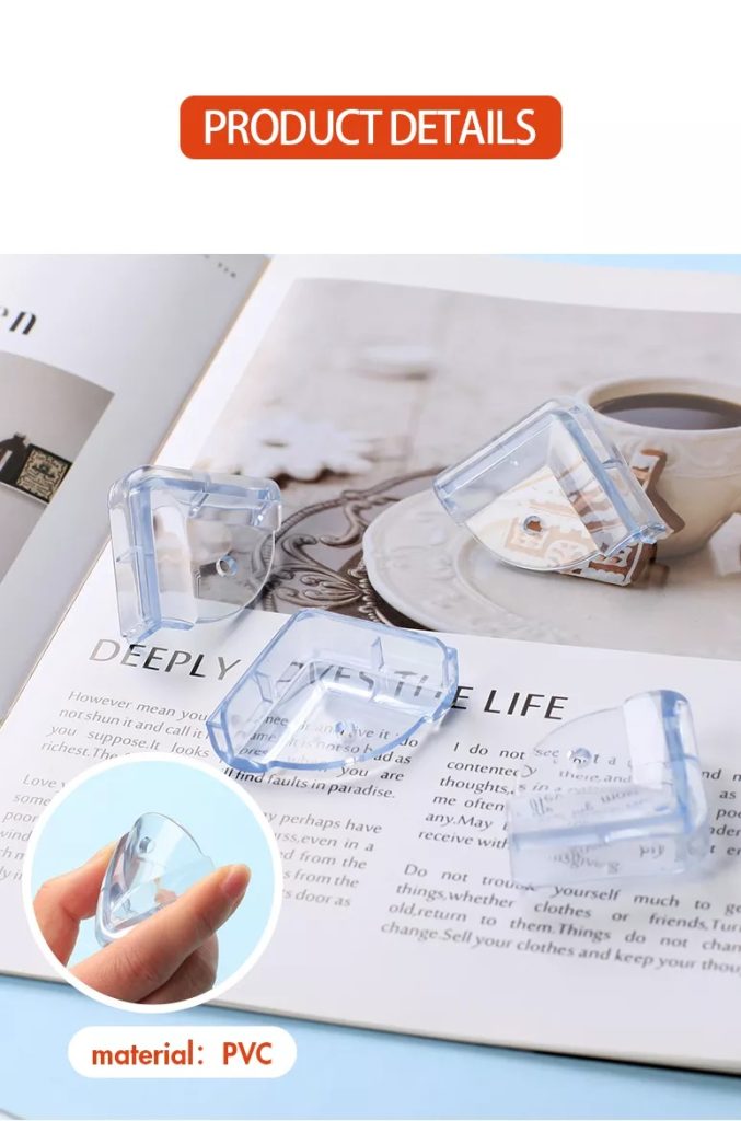 Vee Seven Premium Square Transparent Corner Guard - 4 Pieces - Clear, Sleek Protection with 3M Tape Adhesive for Your Little Ones