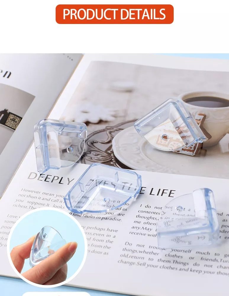 Vee Seven Premium Square Transparent Corner Guard - 4 Pieces - Clear, Sleek Protection with 3M Tape Adhesive for Your Little Ones