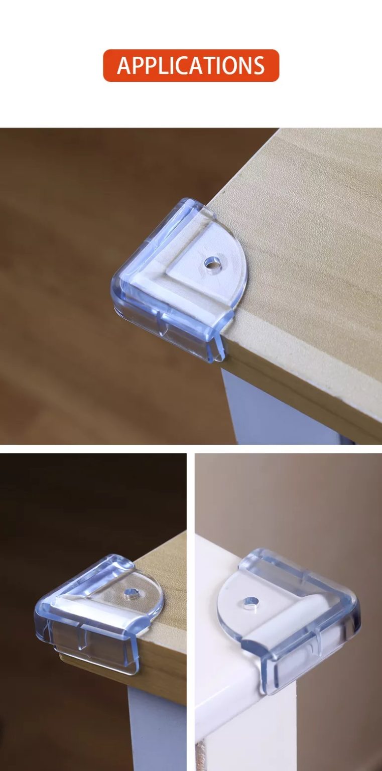 Vee Seven Premium Square Transparent Corner Guard - 4 Pieces - Clear, Sleek Protection with 3M Tape Adhesive for Your Little Ones