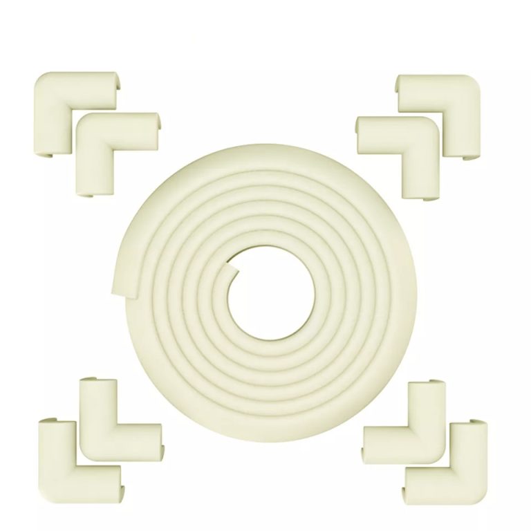 Vee Seven Premium Baby Safety Edge Guard & Corner Guards Kit - Extra Thick 3.5cm x 1.2cm - 4 Meter Roll with 8 Pre-Taped Corners - Ivory (Beige) Color | Food-Graded | Shock Absorbing - Babyproof Your Home Safely!"