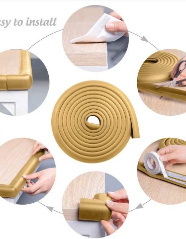 Vee Seven Premium Baby Safety Edge Guard - 2 Meter (Wood Color) Light Brown  - Extra Bumpy 3.5cm x 1.2cm Thickness - Shock Absorbing, Food-Graded Protection with Style