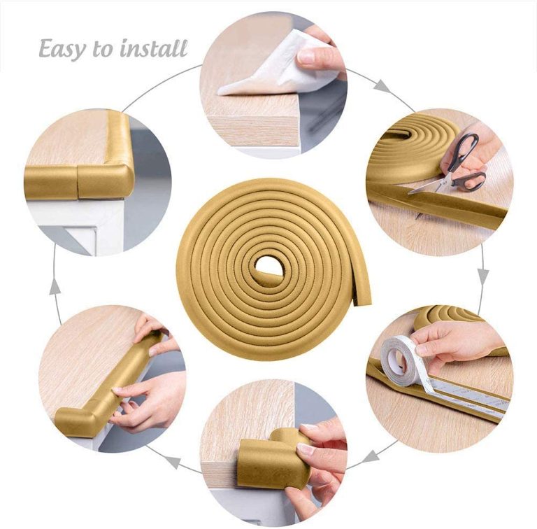 Vee Seven Premium Baby Safety Edge Guard - 2 Meter (Wood Color) Light Brown  - Extra Bumpy 3.5cm x 1.2cm Thickness - Shock Absorbing, Food-Graded Protection with Style