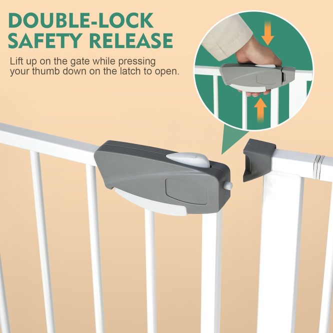 Vee Seven Easy-Install Auto Close Baby Safety Gate: Extra Tall, Wide, Durable Barrier for Stairs & Doorways - No Drilling Needed!