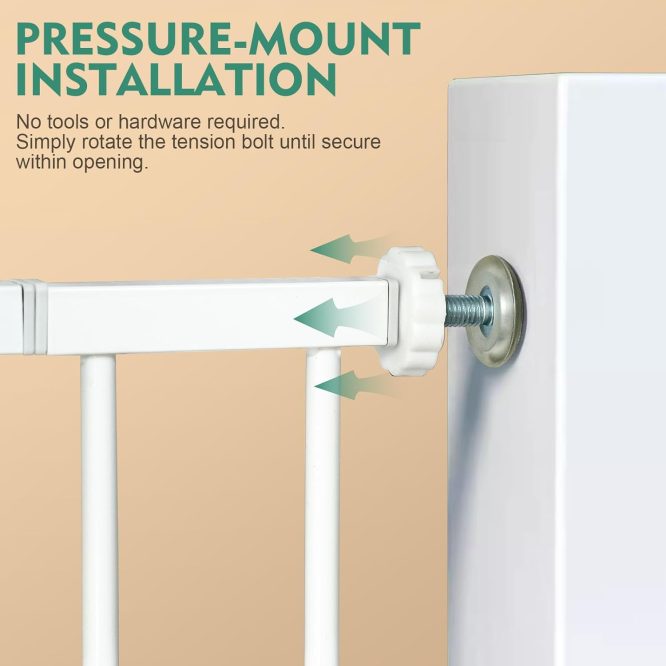 Vee Seven Easy-Install Auto Close Baby Safety Gate: Extra Tall, Wide, Durable Barrier for Stairs & Doorways - No Drilling Needed!