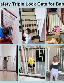 Vee Seven Easy-Install Auto Close Baby Safety Gate: Extra Tall, Wide, Durable Barrier for Stairs & Doorways - No Drilling Needed!